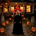 thumbnail image 5 of Halloween Decoration Outdoor Clearance Under $5.00!Piece Halloween Witch Hat With Gold Print And Fringe Trims Pointed Wizard Style For All Age Role Outfit Party Dress Up And Holiday Wear Accessories, 5 of 6