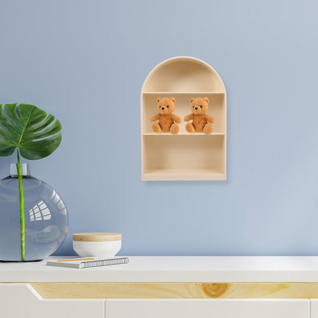 LOLIPPYY Beige Wall Figurine Display Shelf for Storage Protecting Collectibles with Easy Mounting and Stable Build
