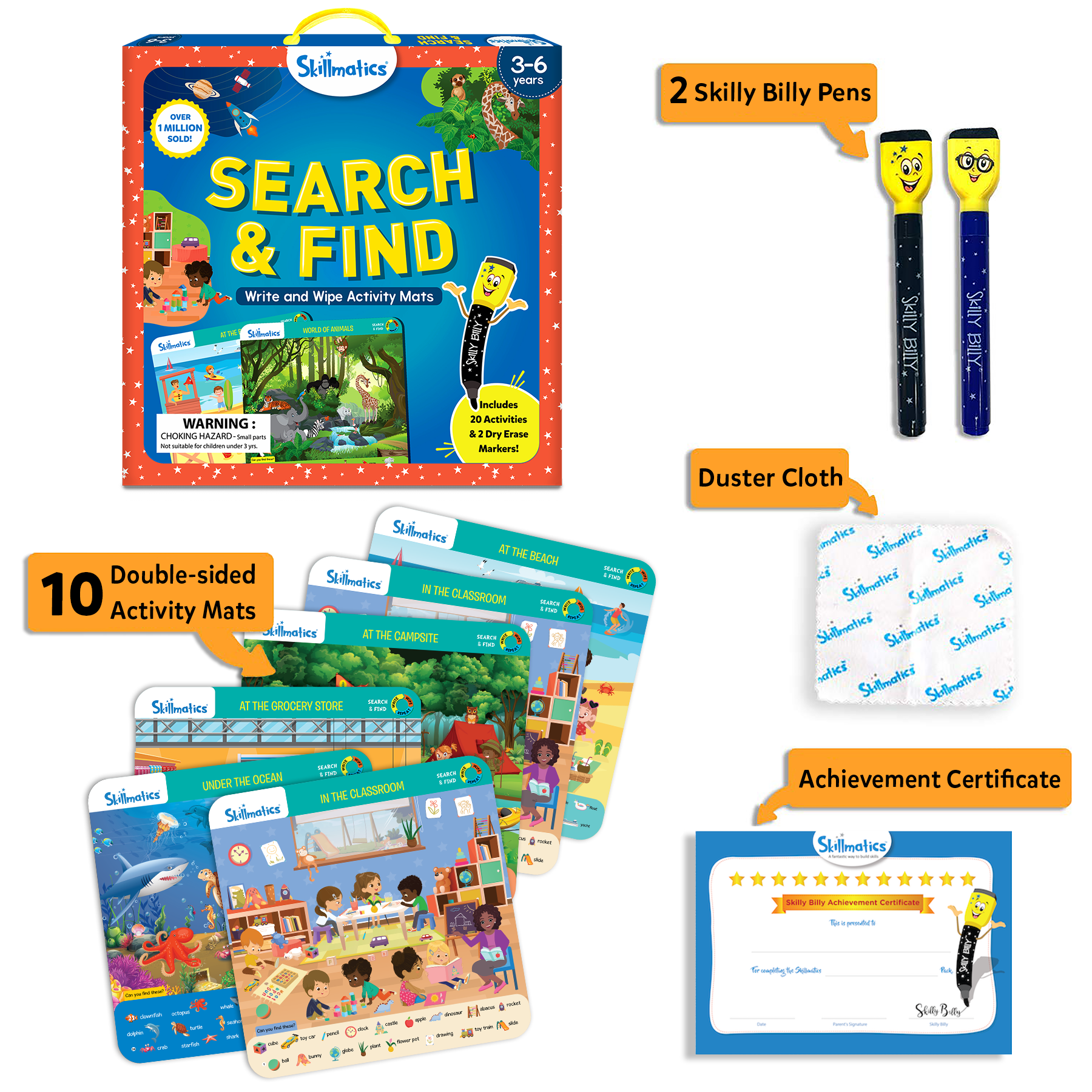 Skillmatics Reusable Preschool Learning Activities, Search and Find Educational Game, Gifts for Kids 3-6