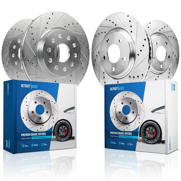 Detroit Axle - Brake Rotors for 2015-2019 Cadillac ATS [w/Brembo Calipers], Drilled and Slotted Brake Rotors: 12.64" Front and 12.40" Rear Rotor