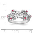 thumbnail image 5 of Solid 14k White Gold Diamond and Ruby Flower Engagement Ring Size 8.5 (.323 cttw.), 5 of 6