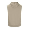 thumbnail image 3 of AHTJRT Men's Sleeveless Hooded Tank Top Lightweight Versatile Drawstring Hood Front Pocket Gym Tees Khaki M, 3 of 5