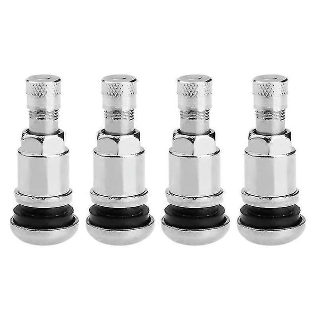 Paquete de 4 válvulas de neumático de acero inoxidable duraderas, elegantes vástagos metálicos, tapas de válvulas de rueda para vehículos y motocicletas s202412241035