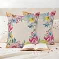 thumbnail image 3 of Easter Pillow Covers 2 Pack Colorful Eggs Roses Tulips Daisy Berries Retro Linen Pillowcase Waterproof Outdoor Throw Pillow Cover for Patio Garden Square Cushion 24”x24”, 3 of 9