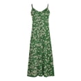 thumbnail image 4 of Viikei Sleeveless Ladies Dress for Evening Out,Summer Dresses for Women Print Sleeveless Round Neck Dress Casual Long Dresses Green M, 4 of 5