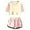 BJUTIR347-Pink, variant on Girls 2 Piece Sets Summer Print Short Sleeve Top And Shorts Set Cute Round Neck Pocket Casual Outfit For Teens And Juniors Adorable Matching Set Size 13-14 Years