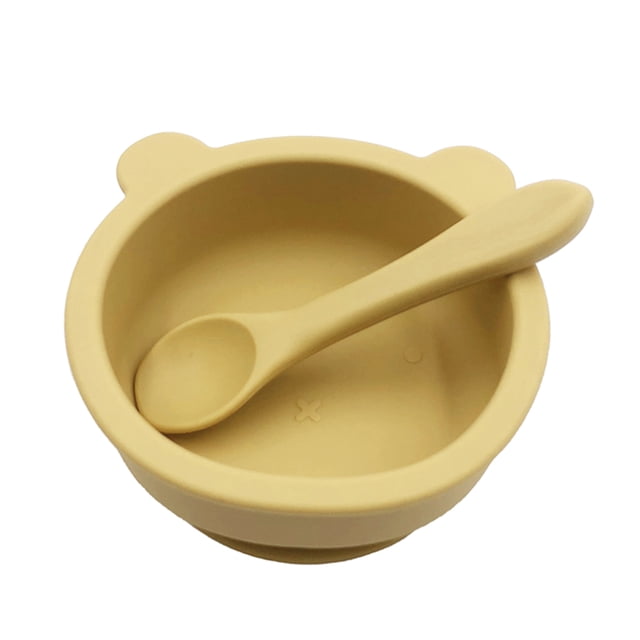 Graflsoa Portable Silicone Suction Bowl for Kids with Spoon, Lightweight Baby Feeding Set in Multiple Colors