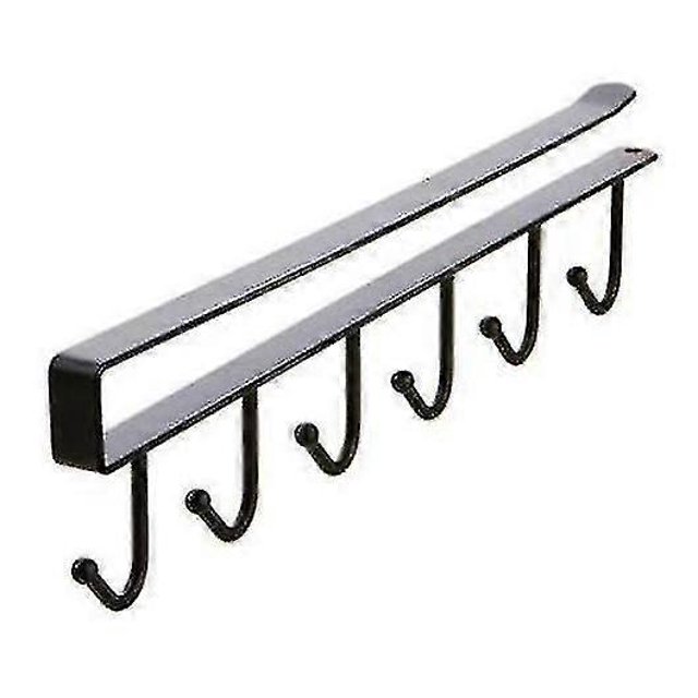 6 Hooks Metal Under Shelf Mug Cup Cupboard Kitchen Organiser Hanging Rack Holder