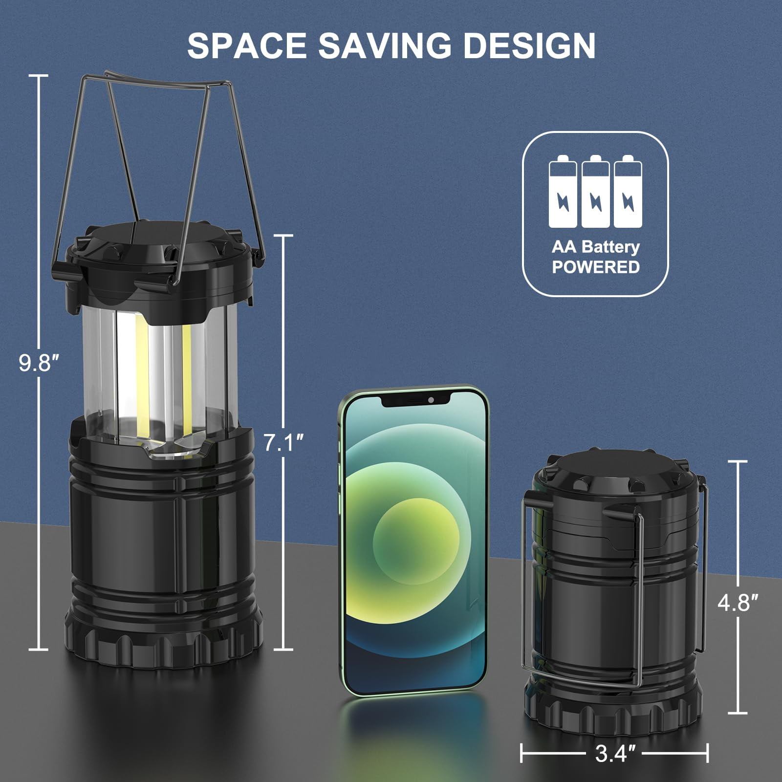 Super Bright Camping Lantern, Costech Portable Outdoor Lights Hanging Flashlight Camping Gear Equipment with Batteries for Hurricane Storm Outage Emergency 4 pack