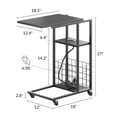 thumbnail image 2 of Toytexx Table d'Appoint en Forme de C Réglable avec Roues et Prise Intégrée – pour Salon, Chambre – Noir, 2 of 7