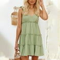 thumbnail image 4 of XuJwPNcy Summer Dresses for Women Casual V Neck Sleeveless Mini Dress Tie Shoulder Tiered Ruffle Short Sundresses, 4 of 7