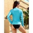 thumbnail image 5 of Womens Rash Guard Shirt Long Raglan Sleeve Zip Front Swim Shirt, 5 of 5