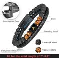 thumbnail image 5 of Leander Gifts for Men - Mens Bracelet, Beaded Leather Initial Bracelet 6mm Matte Agate Stone Handmade Bracelets Adjustable Stainless Steel Magnetic Clasp Mens Jewelry Gifts, 5 of 7