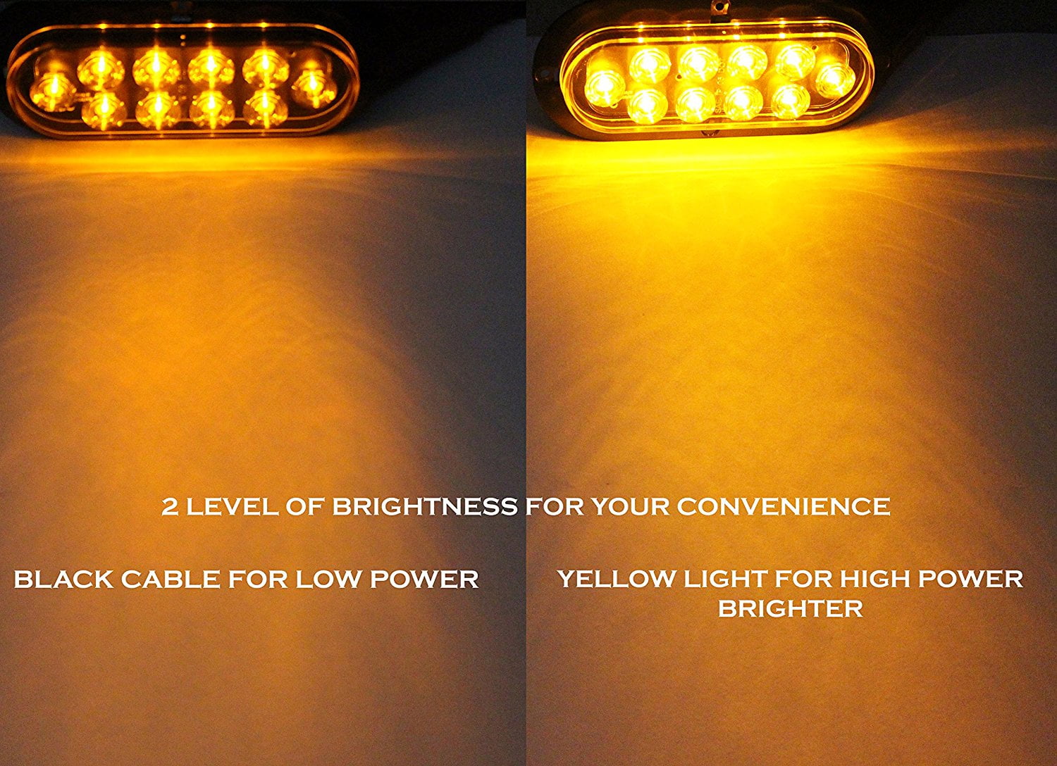 Pair ( 2 Pieces ) Amber Yellow 6" Oval LED Light Waterproof Surface Mount Turn Tail Signal Parking for Truck Trailer Tractor Jeep RV Flat Base DOT SAE Approved