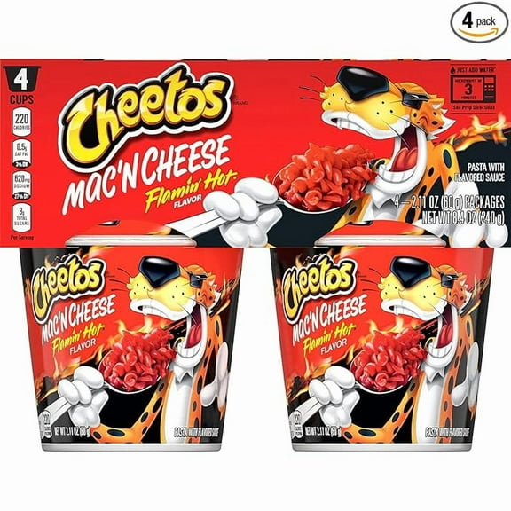 1x Cheetos Flaming Hot, Mac N Cheese, 2.11 Oz, 4 Ct