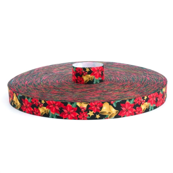 Country Brook Design® 7/8 Inch Christmas Poinsettias Grosgrain Ribbon, 10 Yards