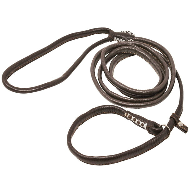 Genuine Rolled Leather Slip Dog Leash and Adjustable Choke Collar ...