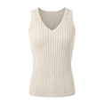 thumbnail image 4 of Tdoqot Womens Ribbed Tank Tops- V-Neck Soft Slim Fit Casual Sleeveless Undershirts Beige Size 2XL, 4 of 8