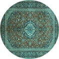 thumbnail image 1 of Ahgly Company Indoor Round Persian Turquoise Blue Traditional Area Rugs, 7' Round, 1 of 4