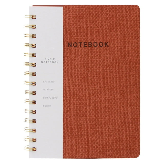ZTTD Spiral Notebook - 5.8" x 8.1" College Ruled Journal with Inner Pockets and 160 Pages, Soft PU Leather Cover Business Journal, Twin-Wire Binding Notebook Perfect for Office & Home Supplies