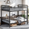 thumbnail image 4 of Harper & Bright Designs Full over Full Industrial Bunk Bed with Ladders and Guardrails, Heavy-Duty Metal Bunk Bed Frame with Under Bed Space, Black, 4 of 15
