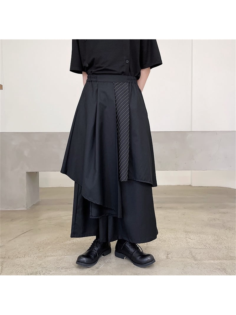 CZHGKM Mens Clothing Men's Casual Skirt Pants Loose Wide Leg Harem
