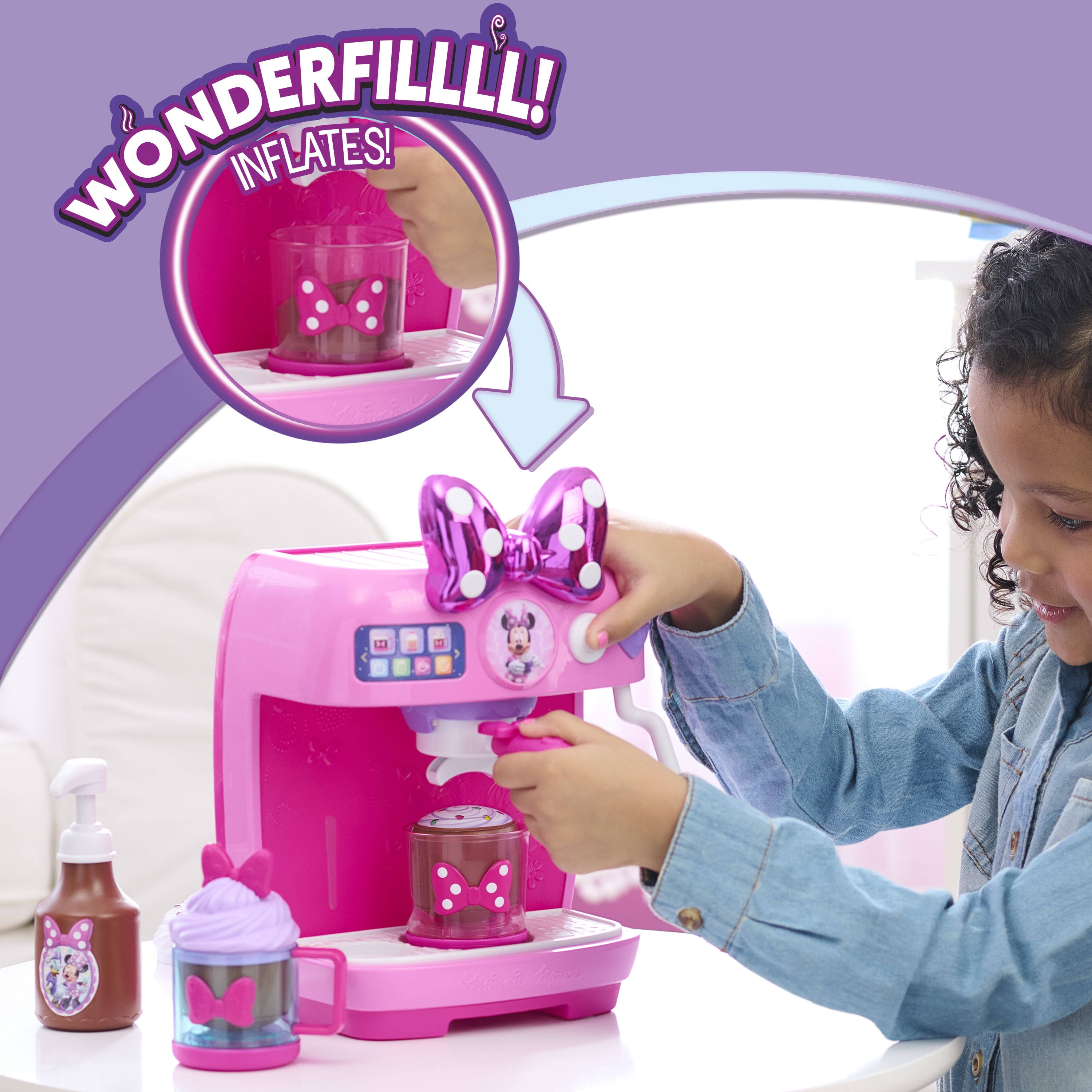 Disney Jr. Minnie Mouse Rise & Shine Bowrista Set, 25 cm Play Espresso Machine, Ages 3 and Up, DISNEY MINNE BOWRISTA SET