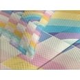 thumbnail image 4 of Ambesonne Colorful Quilted Bedspread Set 3 Pcs, Pastel Rainbow Checkered, Queen Size, Ceil Blue Pink Orange, 4 of 4