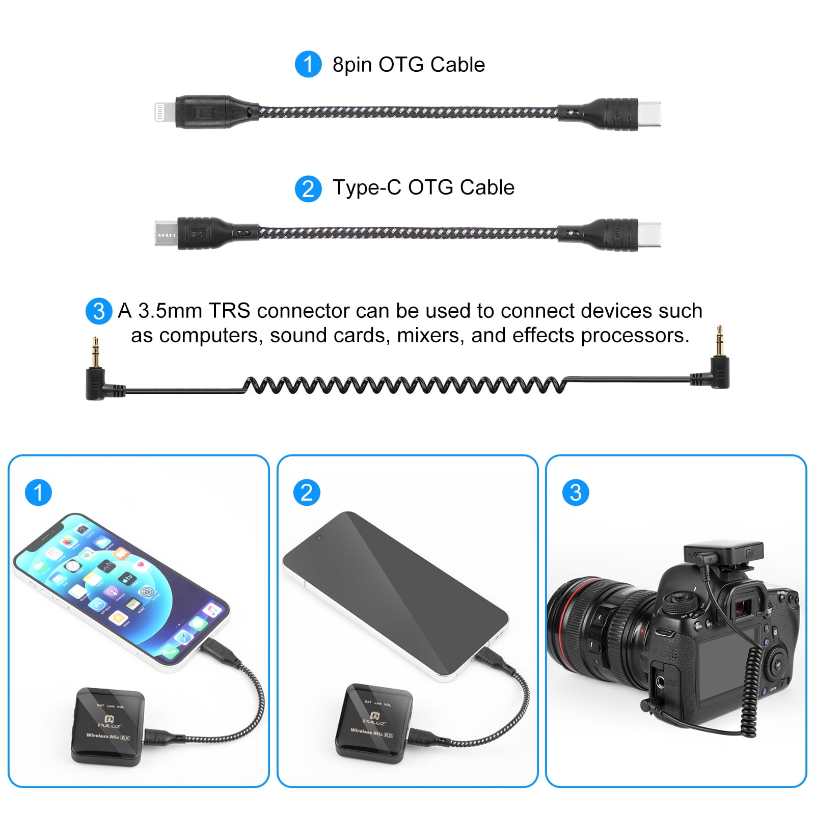 PULUZ 1 TX + 1 RX Wireless Lavalier Microphone (Black)