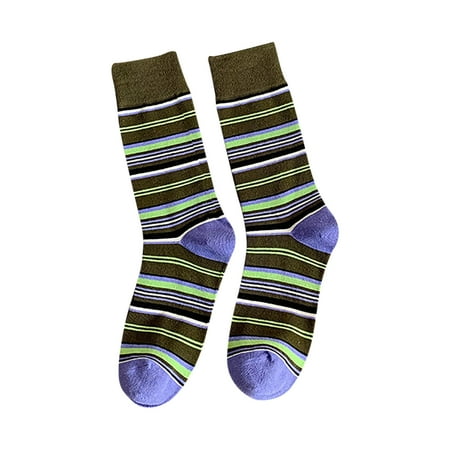 

Heiheiup Women Stripes Contrast Colors With Vintage Striped Midtube Socks Garter Belt Stockings
