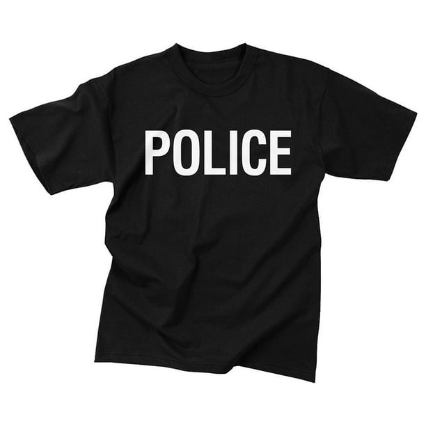 Rothco T-Shirt de Police à 2 Côtés - Noir, Grand