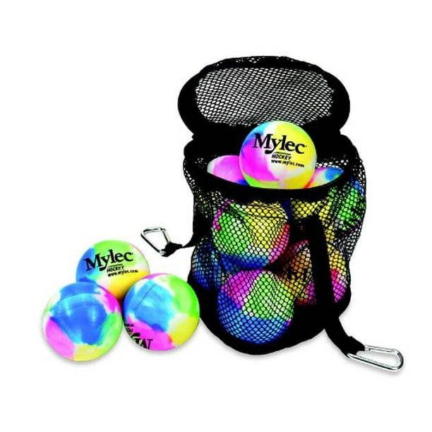 Mylec No Bounce Street Hockey Balls, 12 Pack, MultiColor