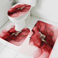 thumbnail image 3 of Red Marble Bath Mat 3 Piece Bathroom Rug Set, Modern Ombre Abstract Ink Painting Art Non Slip Bath Rug Contour Mat and Toilet Lid Cover, Absorbent Shower Mats Soft Bath Rugs and Mats Sets, 3 of 8
