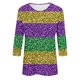 thumbnail image 5 of RKSTN Mardi Gras 3/4 Sleeve T Shirts for Women Top Oversized Crewneck Carnival Mask Print 3/4 Length Sleeve Shirt Womens Casual Round Neck Mask Tuesday Carnival Party Three Quarter Sleeve Tee Shirt, 5 of 5