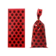 thumbnail image 4 of Nvzi 150 bolsas de celofán con lazos retorcidos para regalos de fiesta, dulces, repostería, tartas, bodas, cumpleaños (rojo y negro), 4 of 5