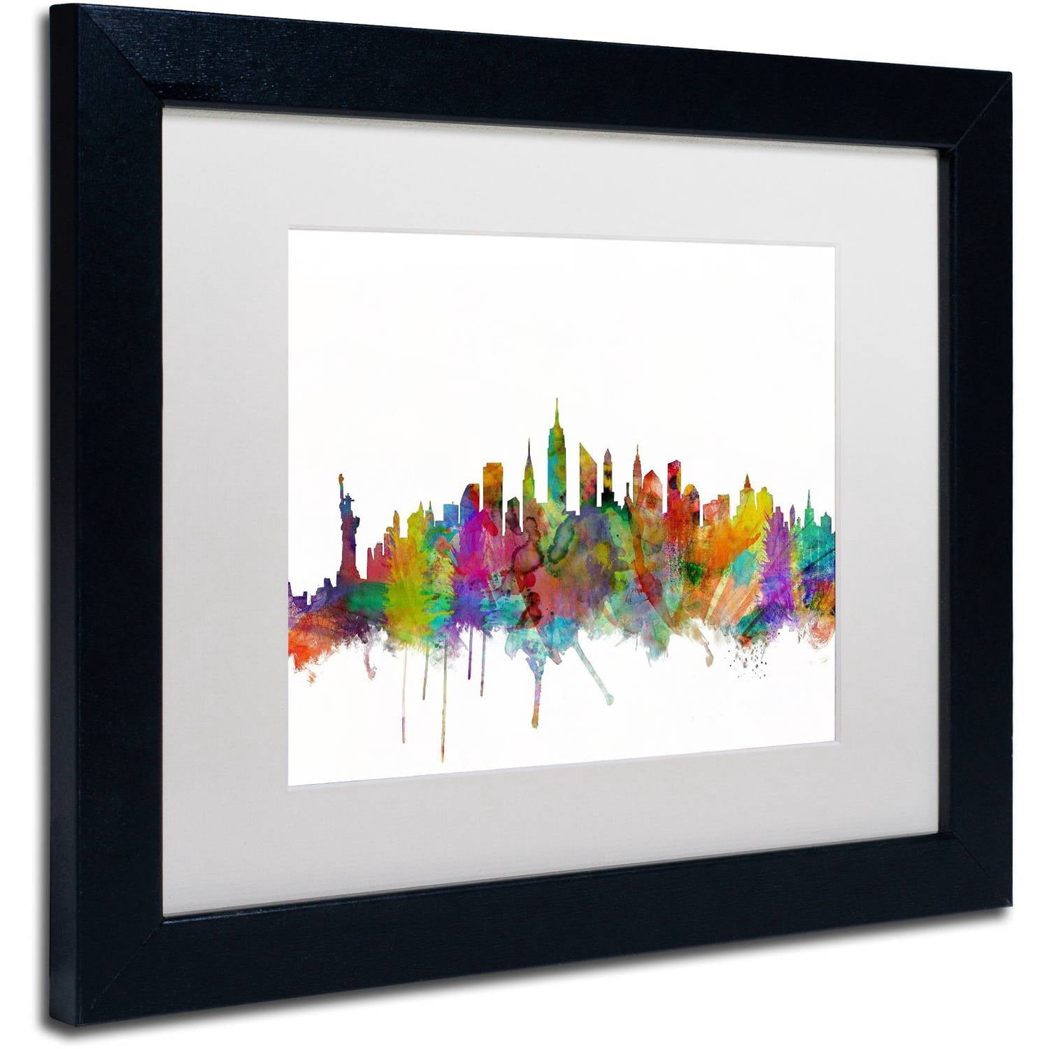 Trademark Fine Art 'New York City Skyline' Canvas Art by Michael Tompsett, White Matte, Black Frame