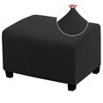 thumbnail image 2 of PrinceDeco Stretch Ottoman Cover Ottoman Slipcovers Rectangle for Living Room Foot Stool Stretch Covers to Fit Ottoman Foot Rest, Thick Checked Jacquard Fabric with Elastic Bottom (Large Size, Black), 2 of 4