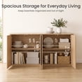 thumbnail image 3 of Hvoonc 2-Piece Fluted Sideboard Buffet Cabinets with Storage and 4 Push-to-Open Doors, Modern Faux Marble Look Credenza Cabinet for Dining Room Entryway, Natural Oak, 3 of 9