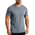 thumbnail image 4 of Sports Shirts for Men Thin Lightweight Summer Slim Stretch Ice Silk Breathable Short Sleeve Tees Loose Crew Neck Casual Running Workout Solid Color Tops, 4 of 6