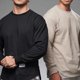 thumbnail image 1 of Camiseta de manga larga para hombre, de color liso, para entrenamiento de baloncesto, holgada, para correr y hacer deporte, 1 of 5