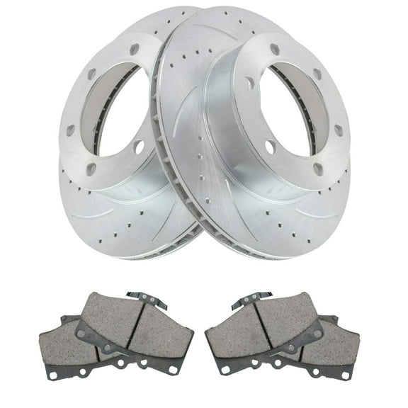 TRQ Front Performance Brake Pad & Rotor Kit Brake Pads Brake Rotors Set Ceramic Premium G-Coated Fits Select 1996-2000 Toyota 4Runner