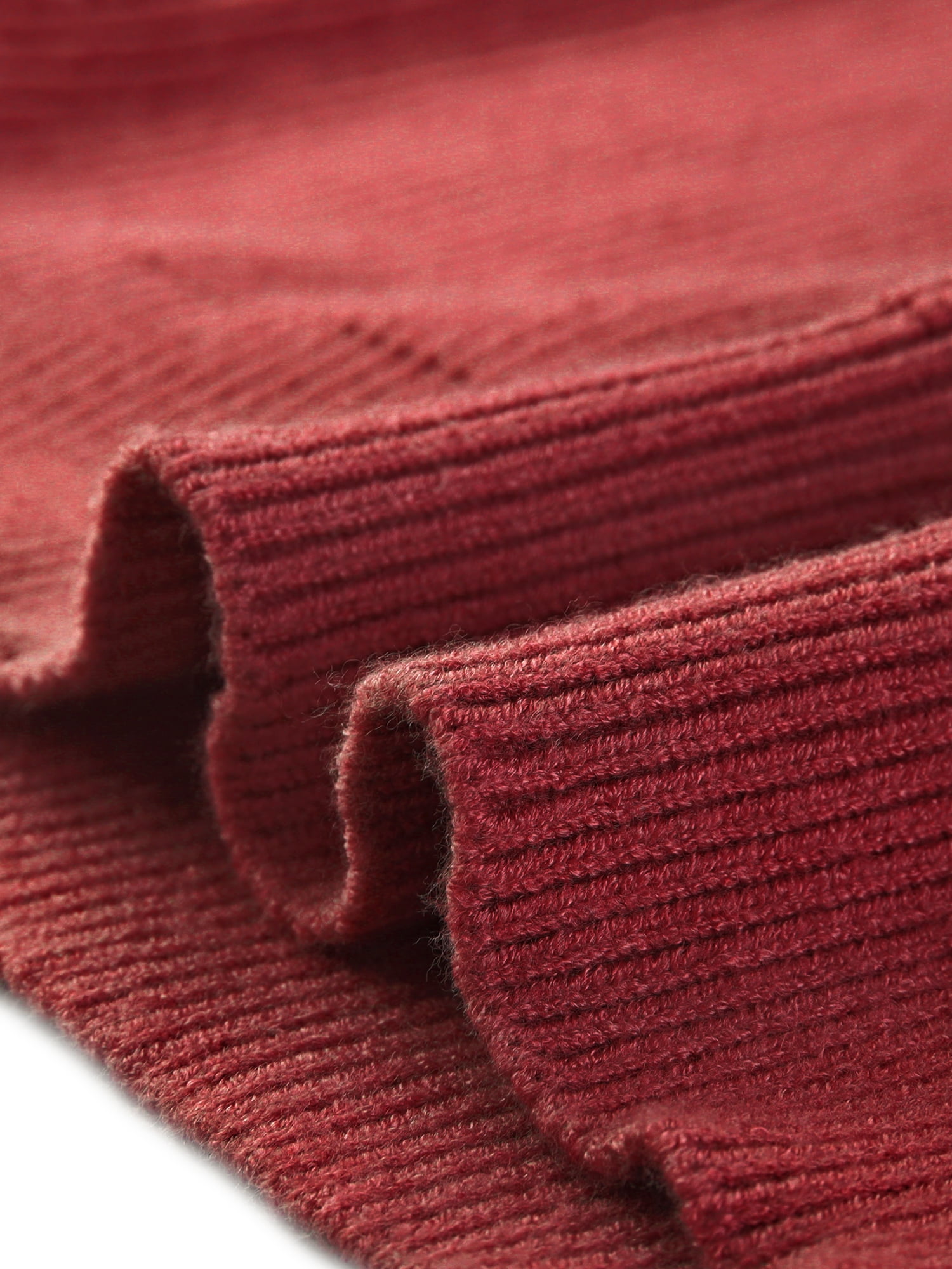 Women's V Neck Button Up Long Sleeve Ribbed Knit Loose Chunky Warm Pullover Sweater Top L Wine Red