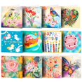 thumbnail image 1 of BeesClover 12 Packs Diamond Art Cards, Diamond Art Greeting Cards with Tool & Drill Kit, 12 Cards And White Envelopes, Flower Butterfly Diamond Art Cards for Birthday, 1 of 7
