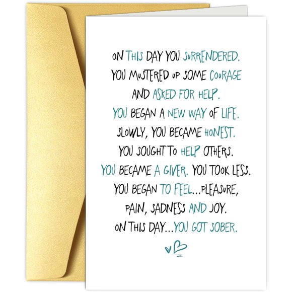 Tarjeta de felicitación Obbyidk Aniversario de sobriedad 13 x 20 cm