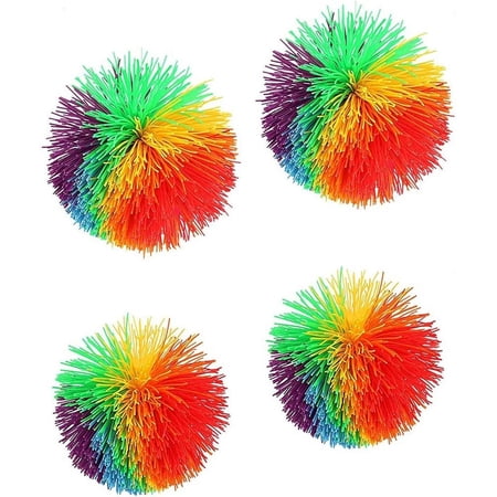 4PCS Stretchy Sensory Toys Colorful Silicone Fluffy Juggling Bouncing Ball Great Sensory Toy Koosh Ball