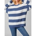 thumbnail image 6 of Franhais Women Fashion Wild Sweater Contrast Color Stripe Round Neck Long Sleeve Knitted Pullovers Autumn Winter Loose Casual Tops, 6 of 9