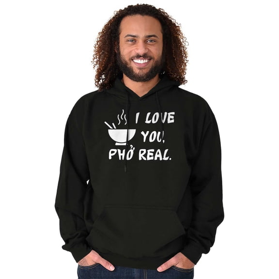 Love You Pho Real Vietnamese Food Unisex Plus Fleece Graphic Hoodie Brisco Brands 2X
