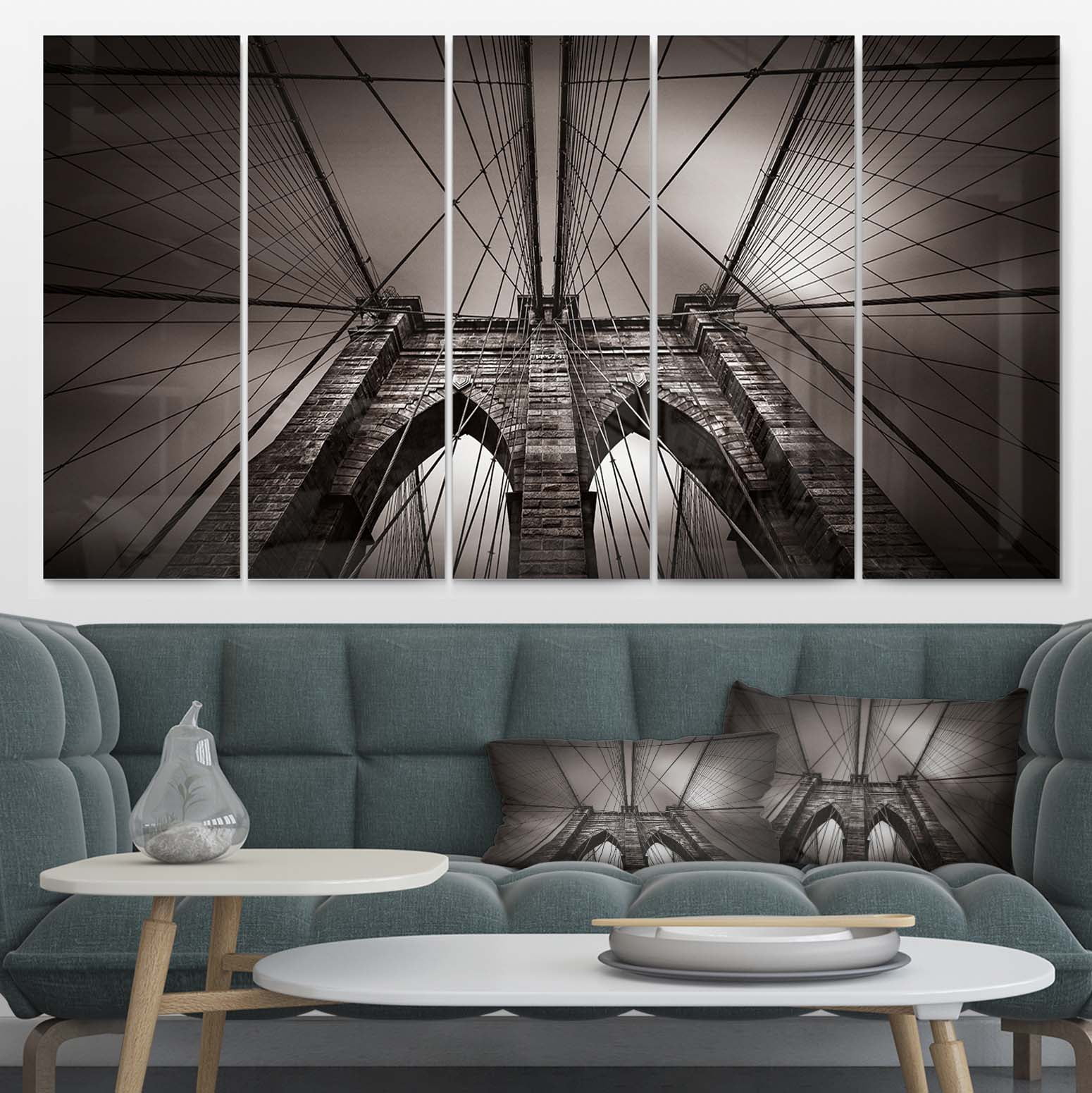 Designart 'Brooklyn Bridge in NYC USA ' Multipanel Extra Large Metal Wall Art