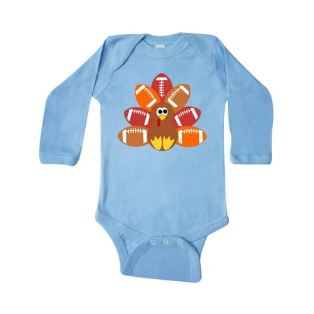 

Inktastic Thanksgiving Cute Football Turkey Gift Baby Boy or Baby Girl Long Sleeve Bodysuit