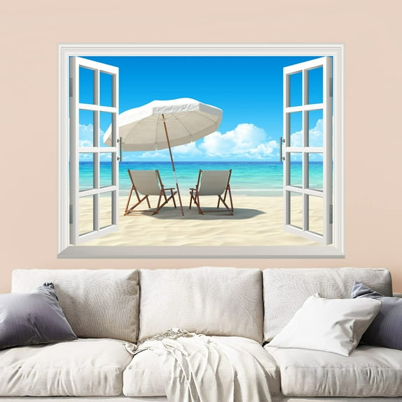 wall26 - Chairs on The White Beach Wall Mural - 36"x48"